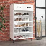 Armoire à chaussures vidaxl 60x35x105 cm bois transformé haut brillant blanc
