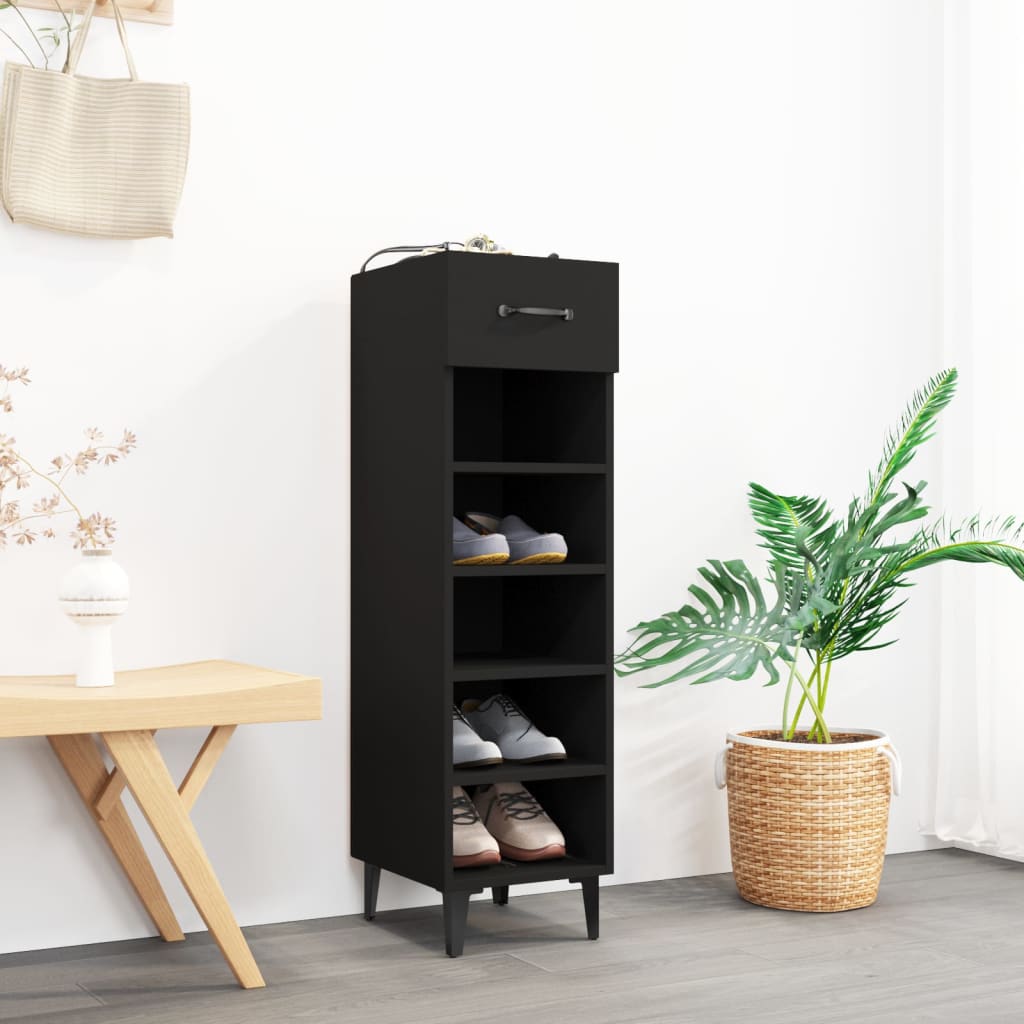 Vidaxl Shoe Cabinet 30x35x105 cm Property Wood Black