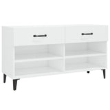Armoire à chaussures Vidaxl 102x35x55 cm en bois de bois haut blanc