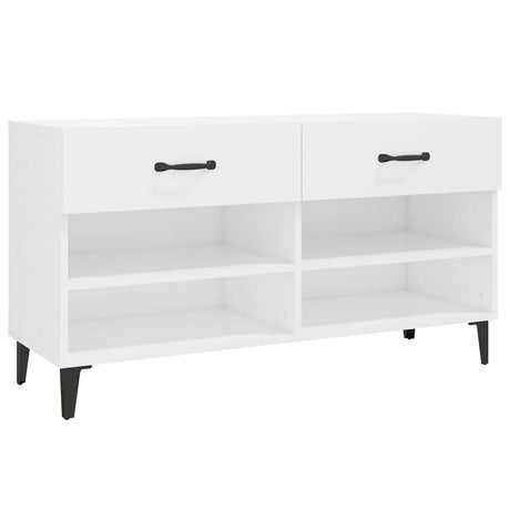 Armoire à chaussures Vidaxl 102x35x55 cm en bois de bois haut blanc