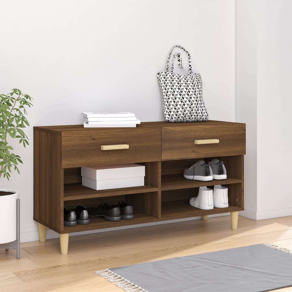 Armoire à chaussures Vidaxl 102x35x55 cm Couleur de chêne brun coupé en bois coupé