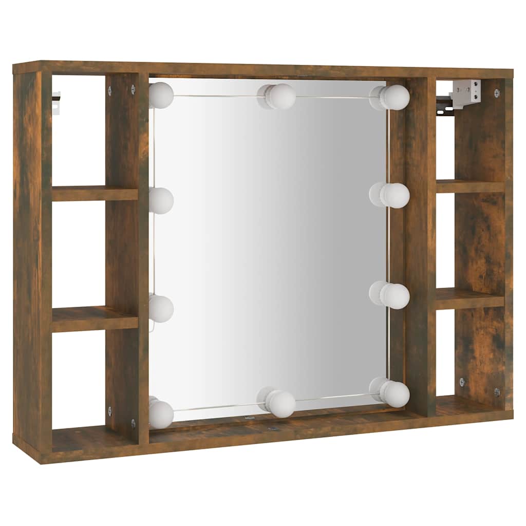 Vidaxl spiegelkast met led-verlichting 76x15x55 cm gerookt eikenkleur