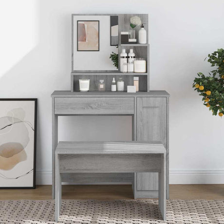 Vidaxl kaptafel met spiegel 86,5x35x136 cm grijs sonoma eikenkleurig