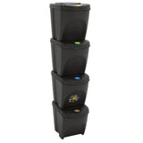 Bandons à ordures vidaxl 4 St Empilable 100 L Grey en polypropène