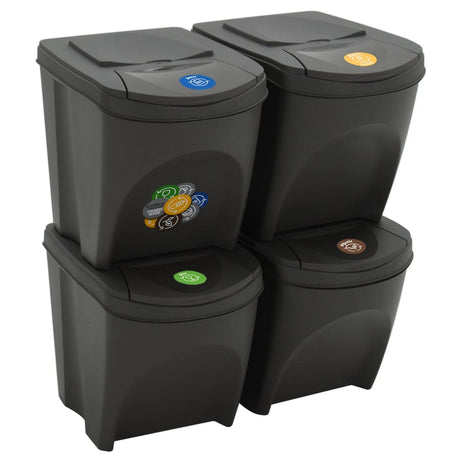 Bandons à ordures vidaxl 4 St Empilable 100 L Grey en polypropène