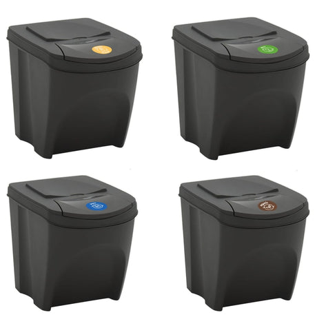 Bandons à ordures vidaxl 4 St Empilable 100 L Grey en polypropène