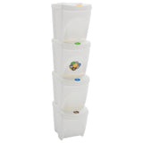 Vidaxl Garbage Cans 4 St Empilable 100 L Polypropène blanc