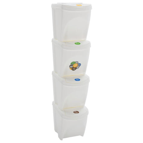 Vidaxl Garbage Cans 4 St Empilable 100 L Polypropène blanc