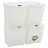 Vidaxl Garbage Cans 4 St Empilable 100 L Polypropène blanc