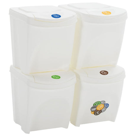 Vidaxl Garbage Cans 4 St Empilable 100 L Polypropène blanc