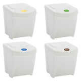 Vidaxl Garbage Cans 4 St Empilable 100 L Polypropène blanc