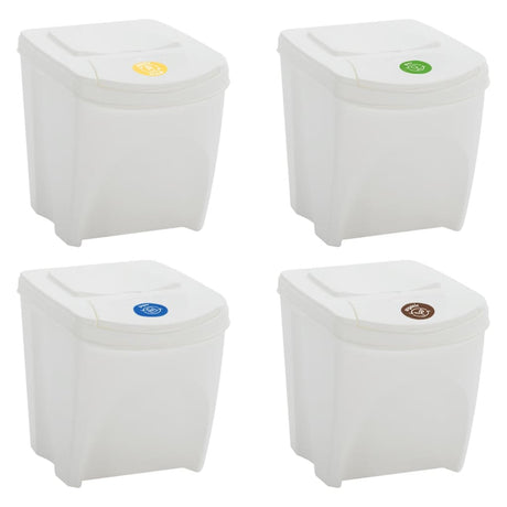 Vidaxl Garbage Cans 4 St Empilable 100 L Polypropène blanc