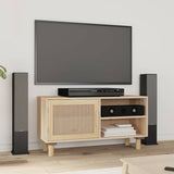Vidaxl tv-meubel 80x30x40 cm massief grenenhout en rattan bruin