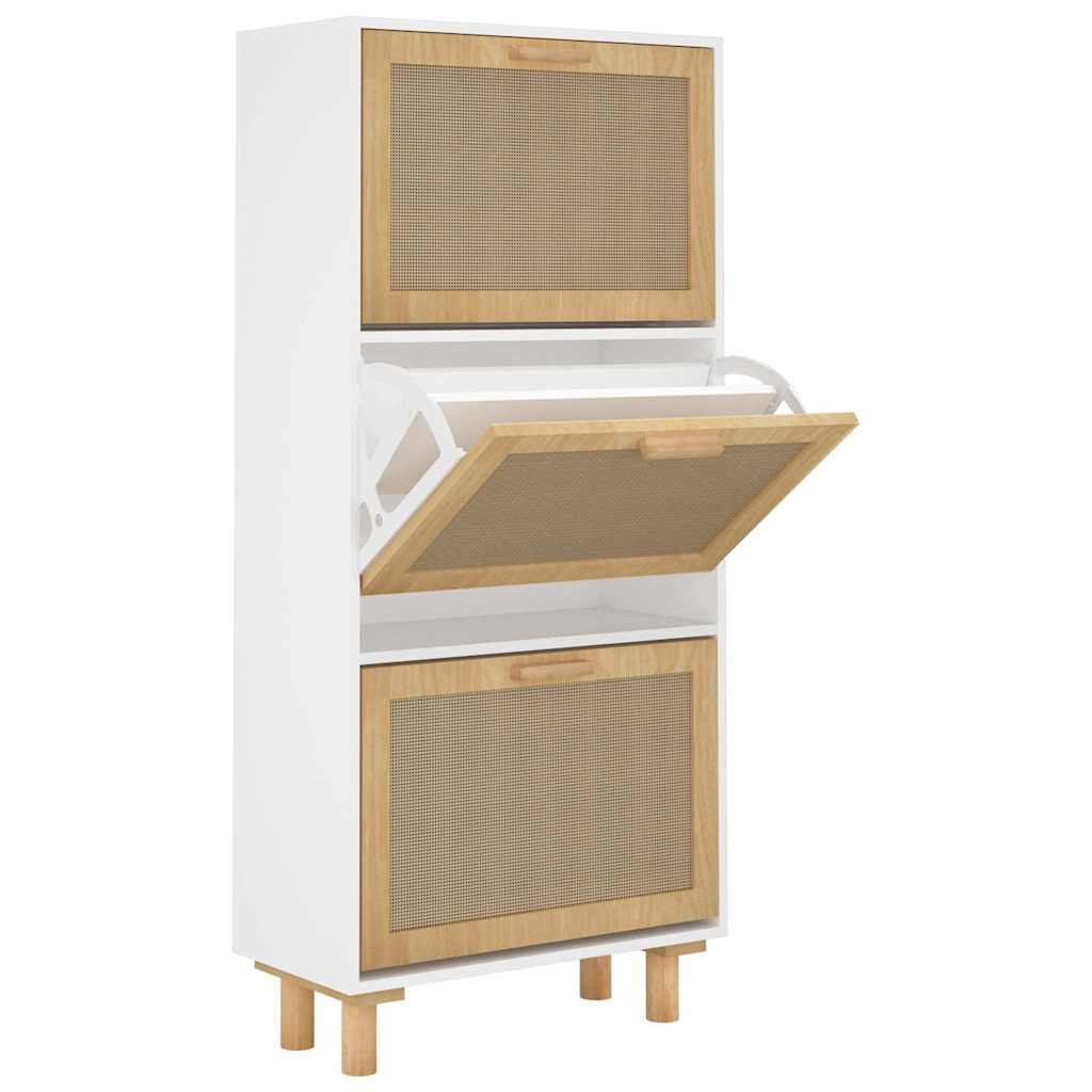 Vidaxl Cabinet da scarpe 52x25x115 cm Legno trasformato e ovviamente Rattan White