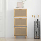 Vidaxl Cabinet da scarpe 52x25x115 cm Legno trasformato e ovviamente Rattan White