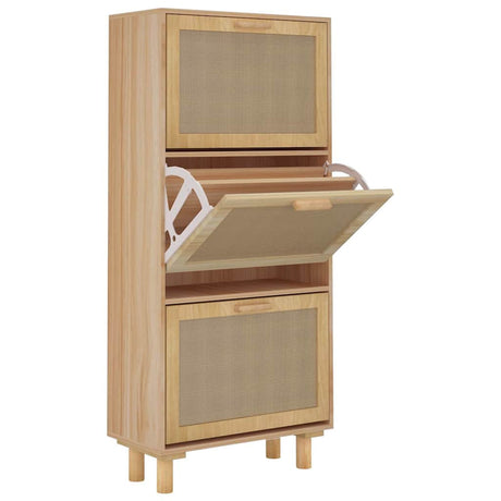Armoire à chaussures Vidaxl 52x25x115cm en bois transformé en bois naturel brun