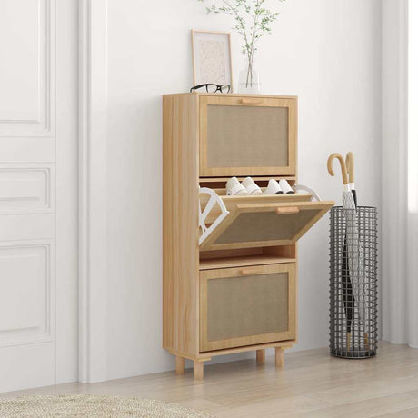 Armoire à chaussures Vidaxl 52x25x115cm en bois transformé en bois naturel brun