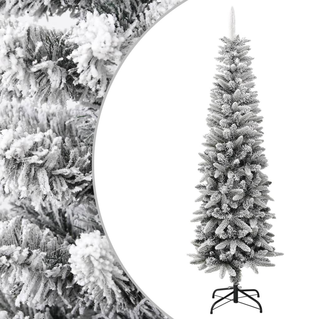 Vidaxl kunstkerstboom avec neige étroite de 180 cm en PVC et PE
