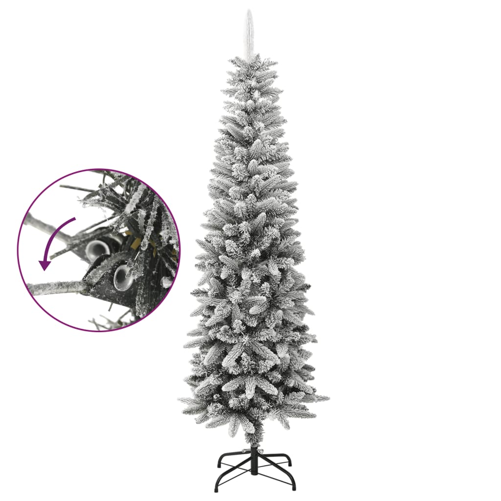 Vidaxl kunstkerstboom avec neige étroite de 180 cm en PVC et PE