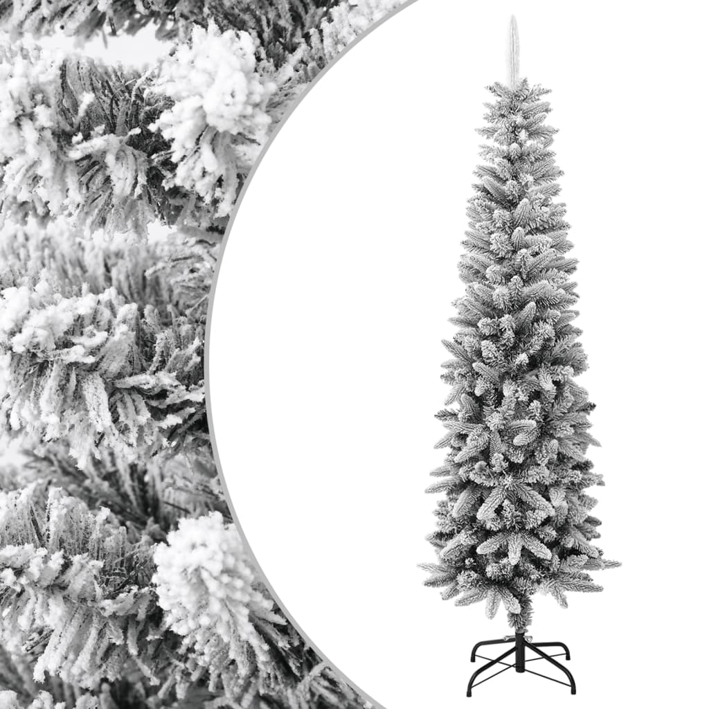 VidaXL Sapin de Noël artificiel avec neige étroit 210 cm PVC et PE