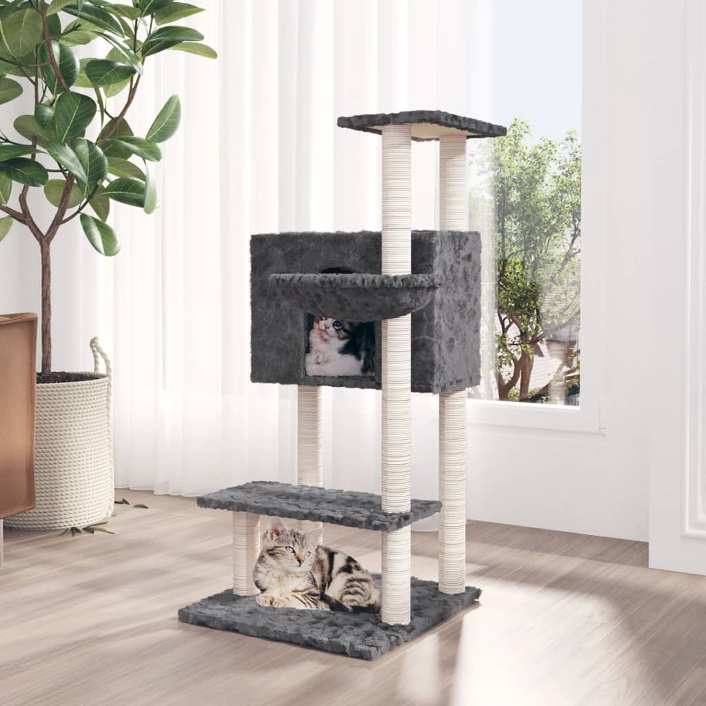 Muebles de gato de Vidaxl con postes de rascado de sisal 108.5 cm de gris oscuro