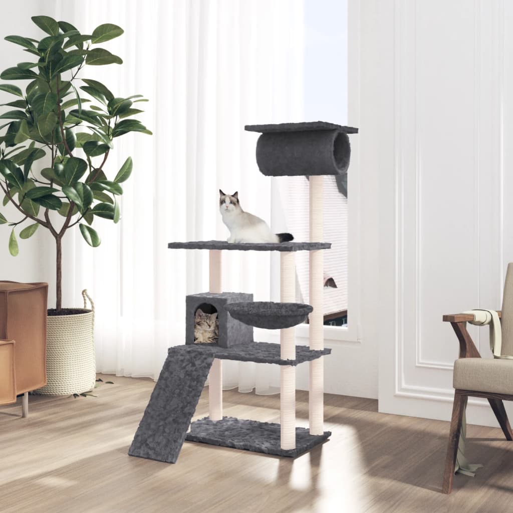 Vidaxl Cat Meubles avec Sisal Scratch Posts 131 cm Gris foncé