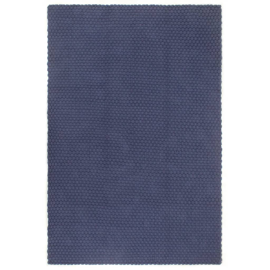 Vidaxl tapis rectangulaire 160x230 cm Coton bleu marine