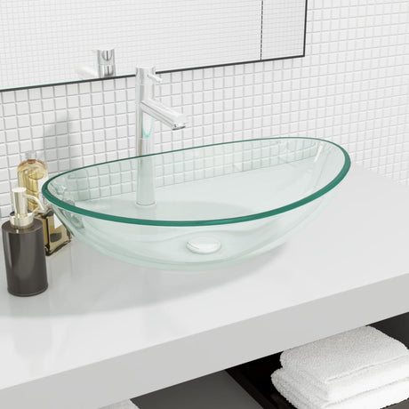 Vidaxl Washbasin 54.5x35x15,5 cm Verre durci transparent