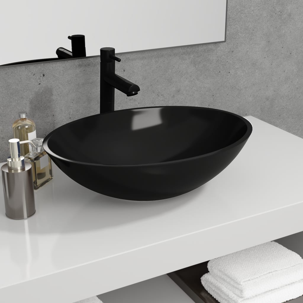 Vidaxl Washbasin 50x37x14 cm szklany czarny