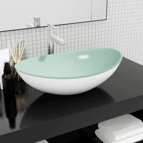 Vidaxl Washbasin 54.5x35x15,5 cm Blanc de verre durci