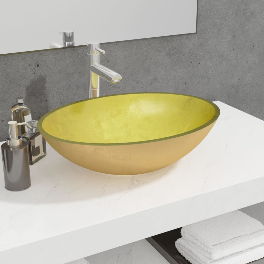 Vidaxl Washbasin 50x37x14 cm szklany złoty kolor