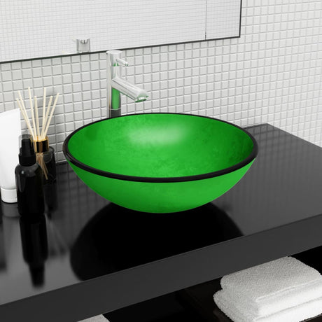 Vidaxx évier 42x14 cm verre trempé vert