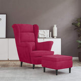 Vidaxl fauteuil met voetenbank fluweel wijnrood