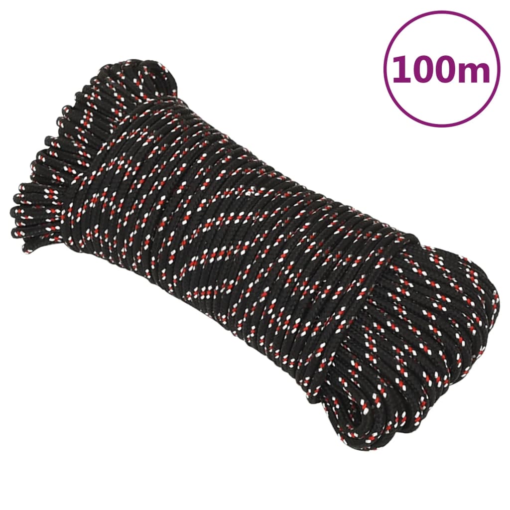 Vidaxl Boot Rope 3 mm 100 m Polypropylen Black