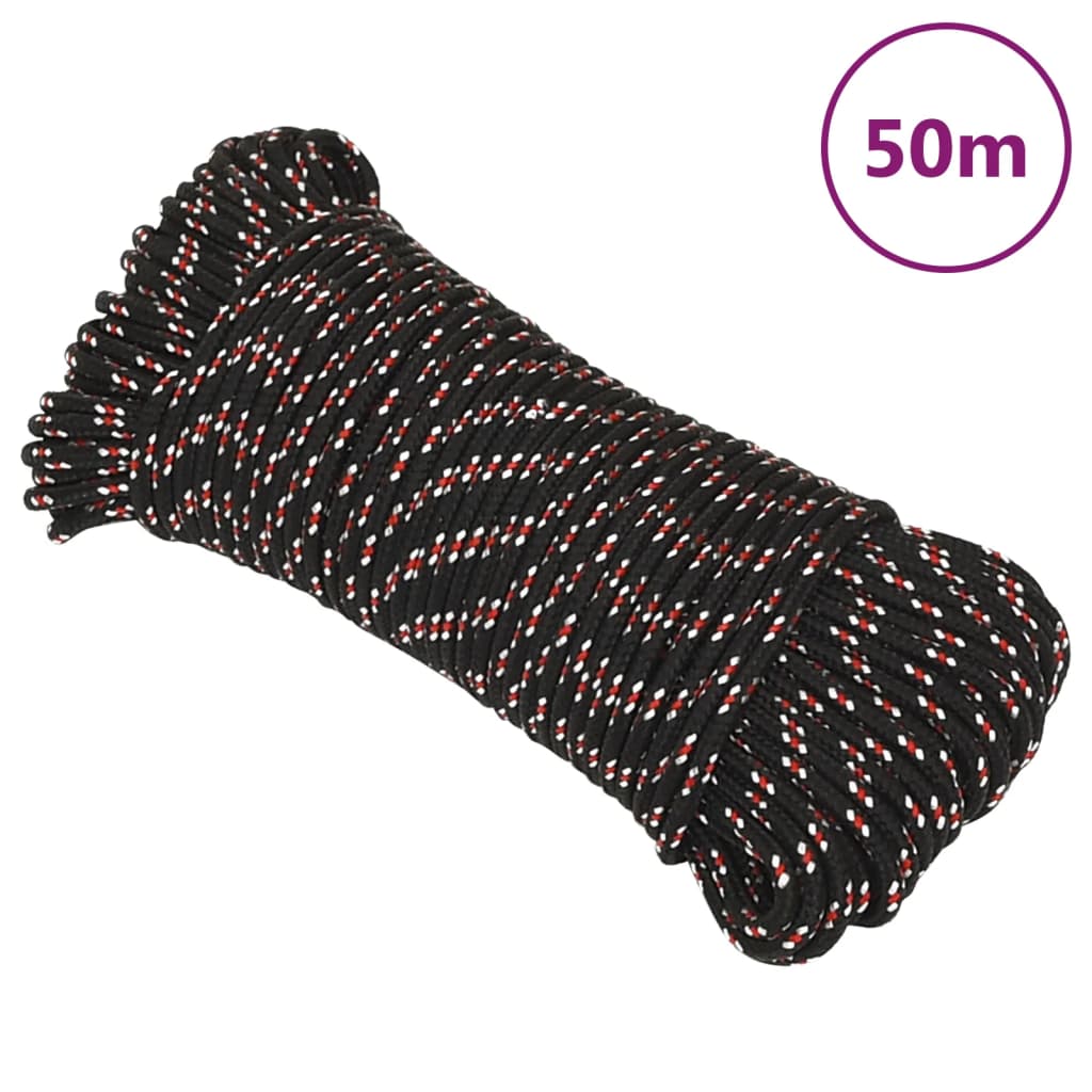 VidaXL corde de bateau 5 mm 50 m polypropylène noir