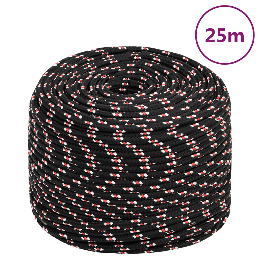 Vidaxxl corde de bateau 8 mm 25 m polypropylène noir