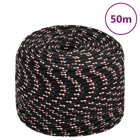 VidaXL corde de bateau 8 mm 50 m polypropylène noir