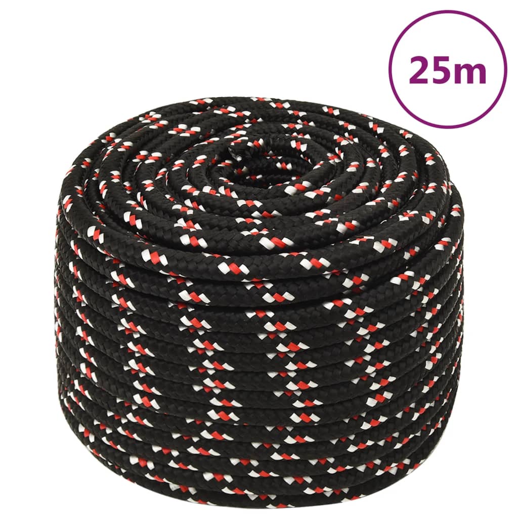 Vidaxl Boot Rope 12 mm 25 m polypropylen svart