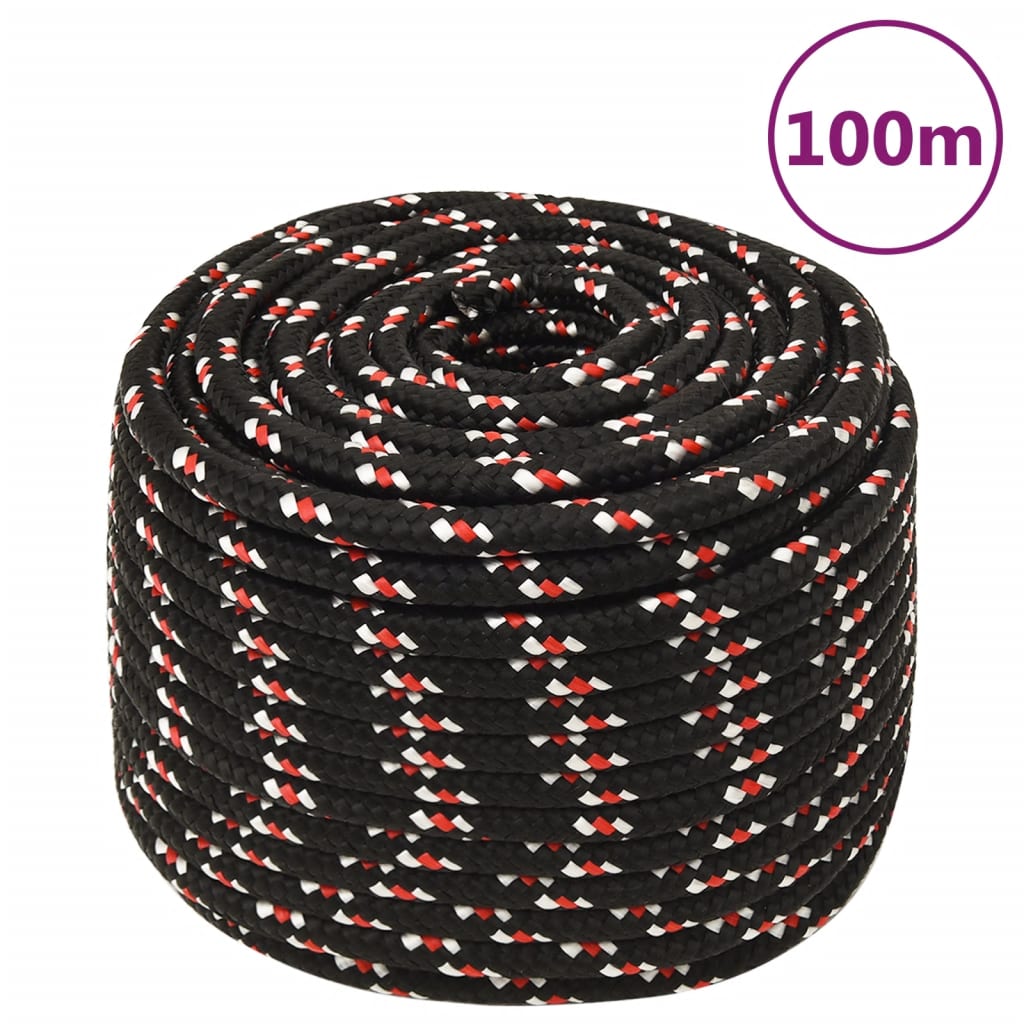 Vidaxl Boot Rope 12 mm 100 m polypropylen svart