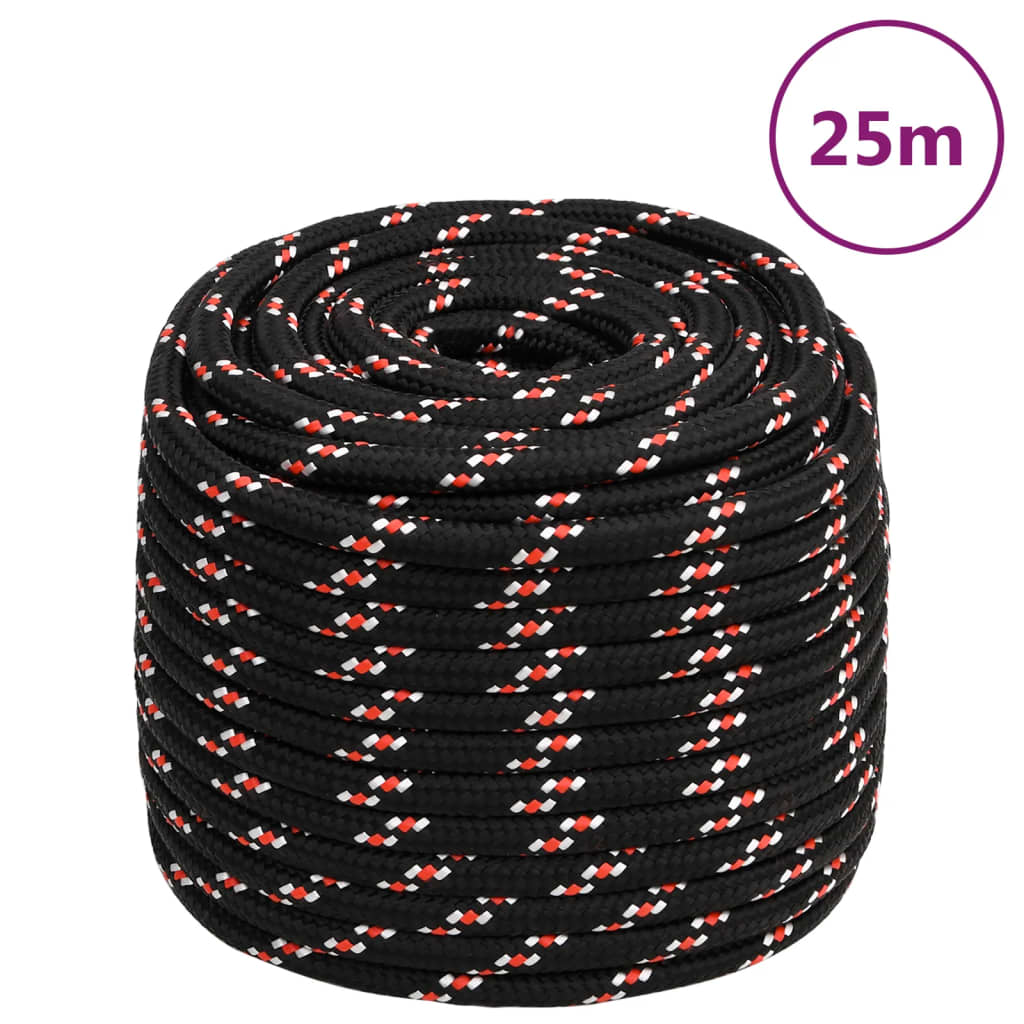 Corde à démarrage Vidaxl 18 mm 25 m de polypropylène noir