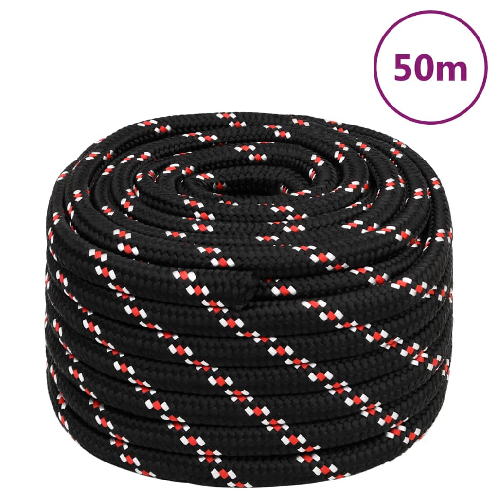 Vidaxxl corde de bateau 20 mm 50 m polypropylène noir
