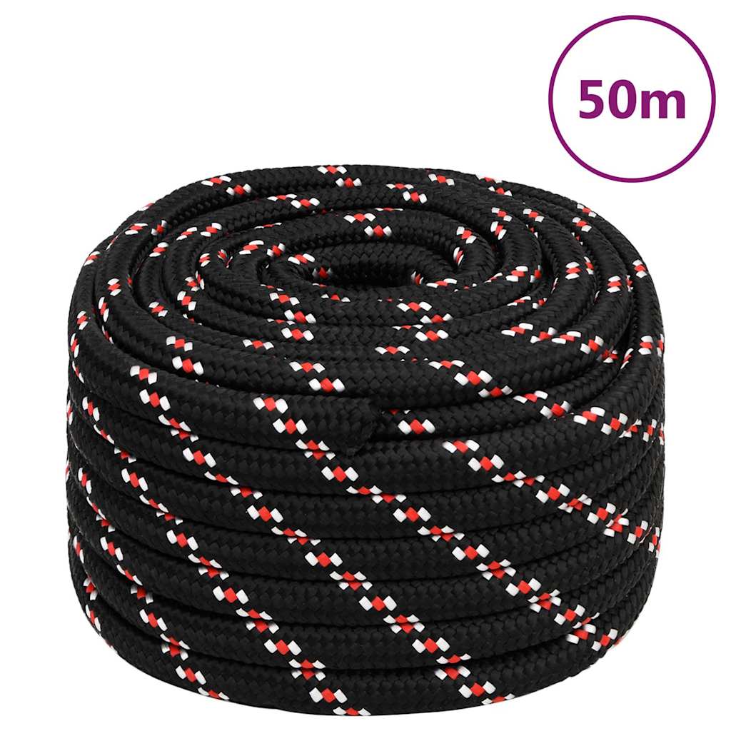 Vidaxxl corde de bateau 20 mm 50 m polypropylène noir