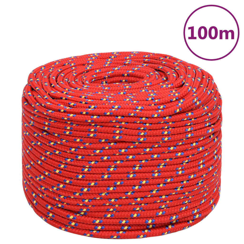Vidaxl corde de bateau 10 mm 100 m polypropylène rouge