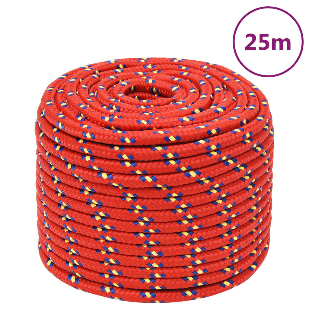 Vidaxxl corde de bateau 12 mm 25 m polypropylène rouge