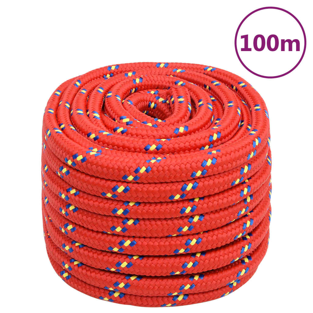 Vidaxl boottouw 20 mm 100 m polypropyleen rood