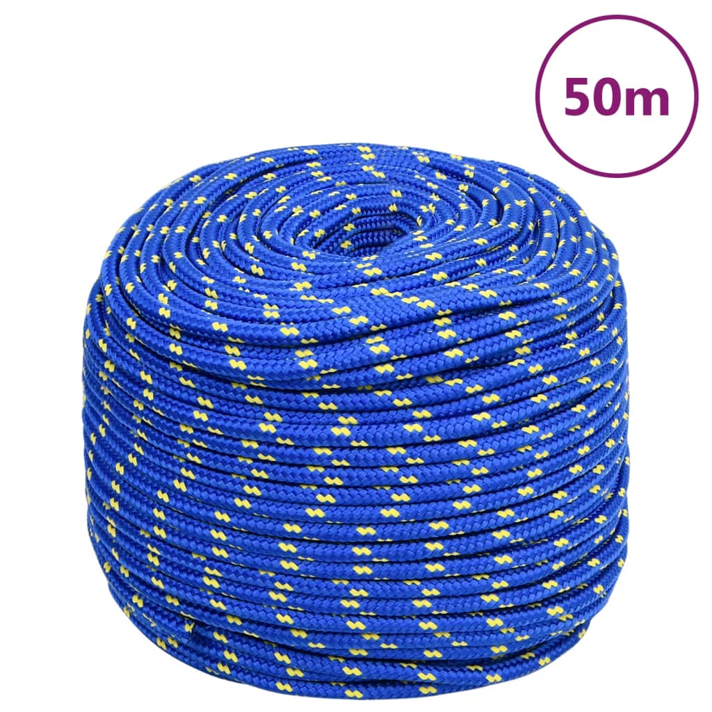 Vidaxl corde de bateau 8 mm 50 m polypropylène bleu