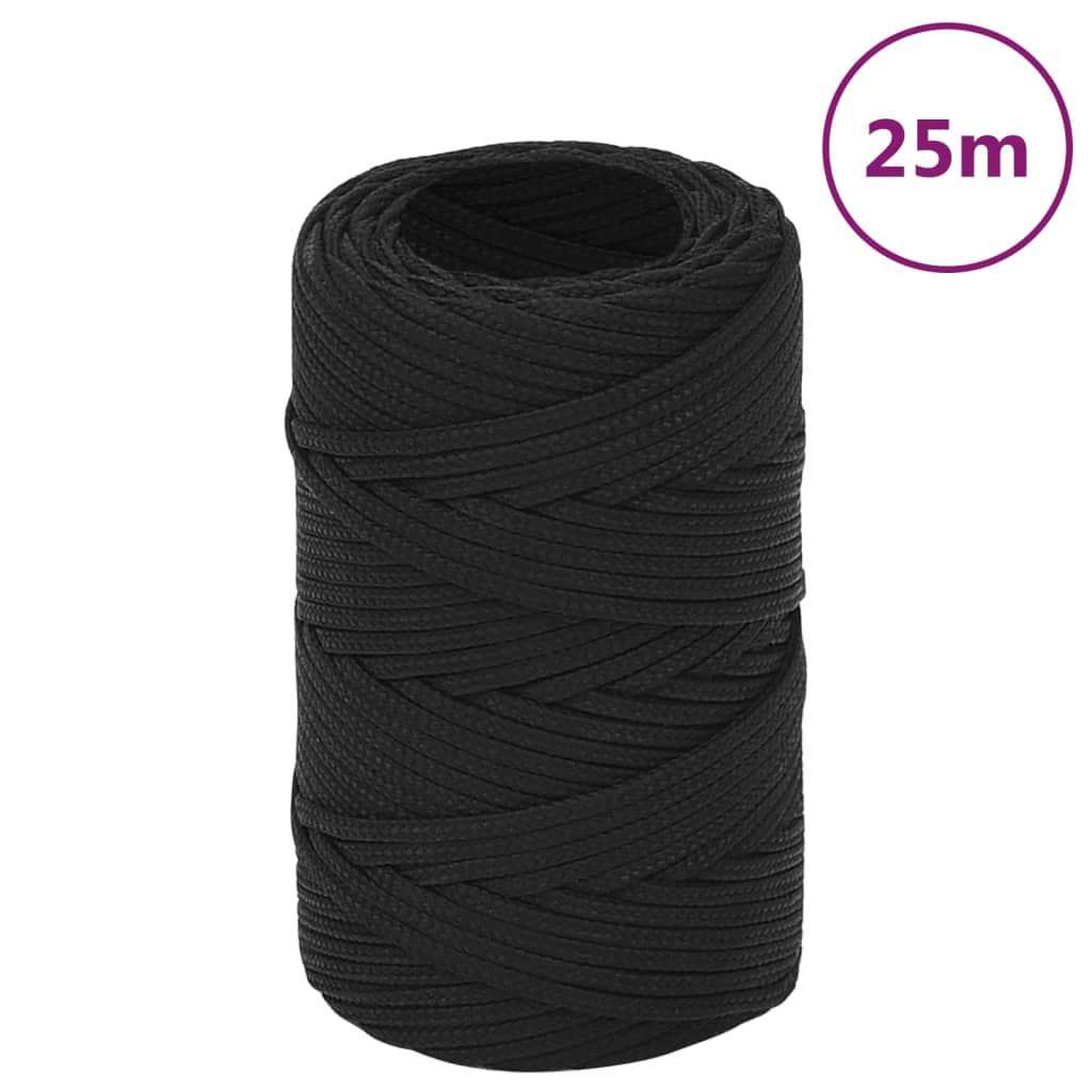 Vidaxl Boat Rope 2 mm 25 m polypropen černé