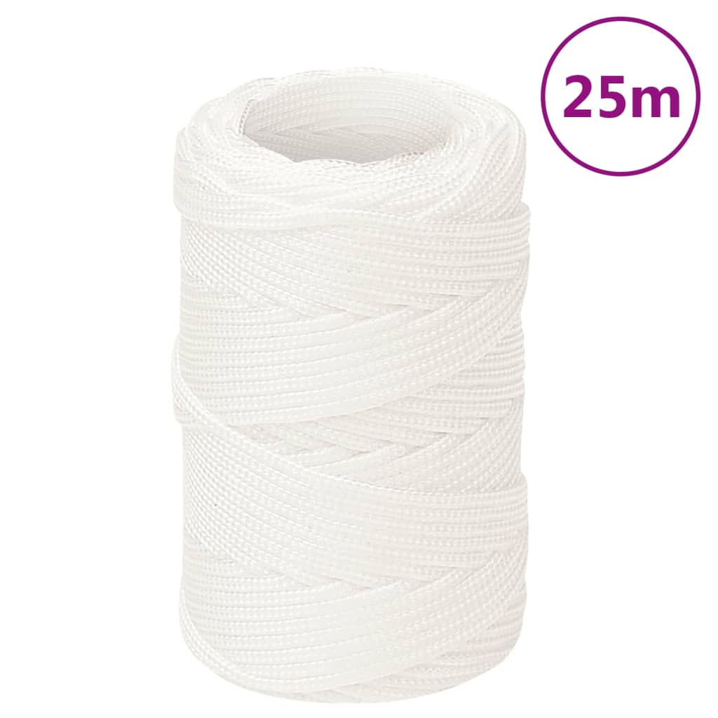 Vidaxl Boat Rope 2 mm 25 m polipropylen pełna biała biała