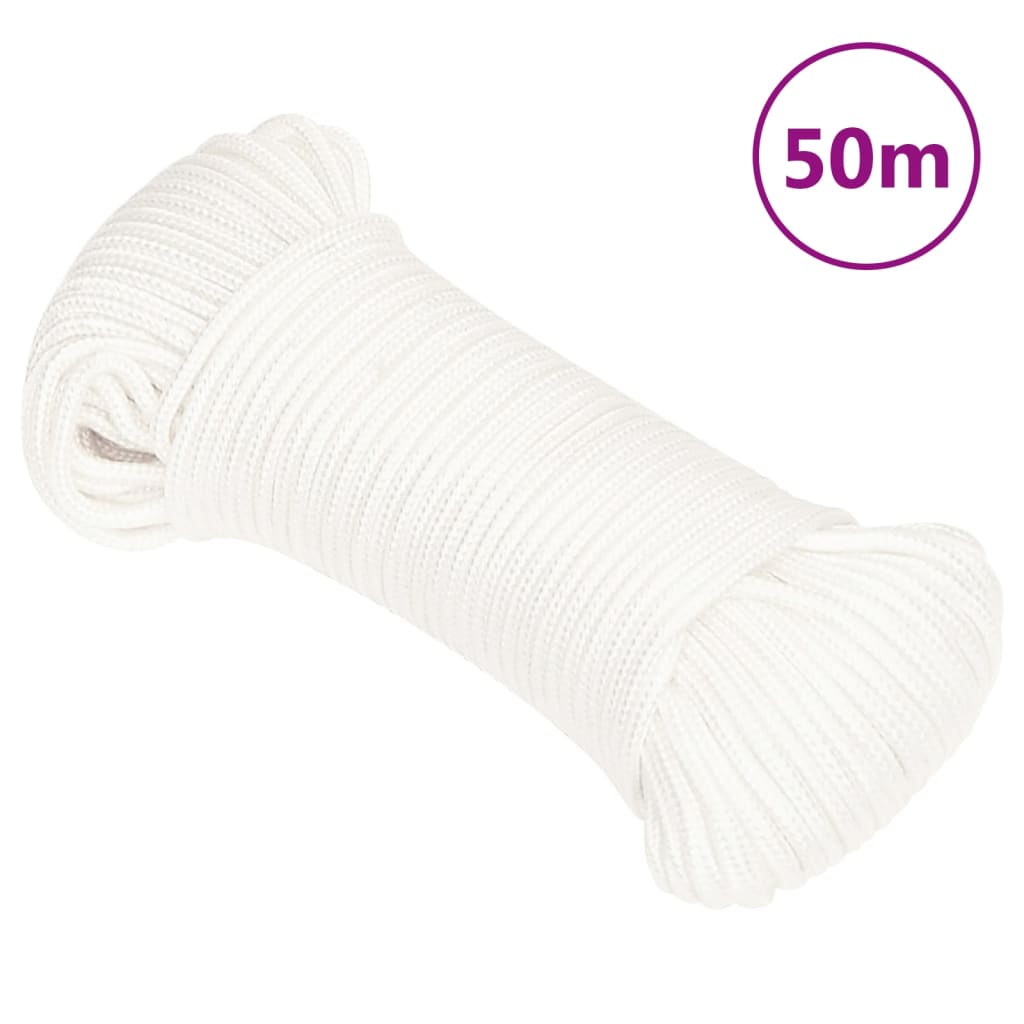Corde de bateau Vidaxl 3 mm 50 m polypropylène plein blanc