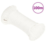 Vidaxl corde de bateau 4 mm 100 m polypropylène solide blanc